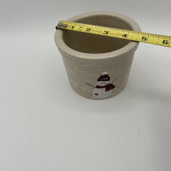 Vtg RRP USA Roseville Ohio POTTERY 1-Pint Snow Man Stoneware Crock Holiday Crock - Picture 8 of 8